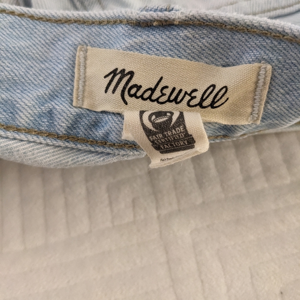 MADEWELL Jean Shorts Women Size 29 The 90s Mid-Length Denim Raw Hem - Picture 3 of 14
